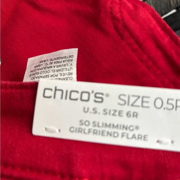 Chico's Bold Red Girlfriend Flare Highrise Jeans - Picture 5 of 5